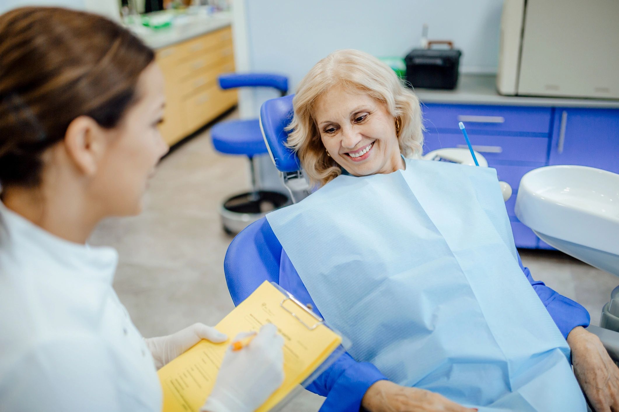 Senior woman visiting the dentist