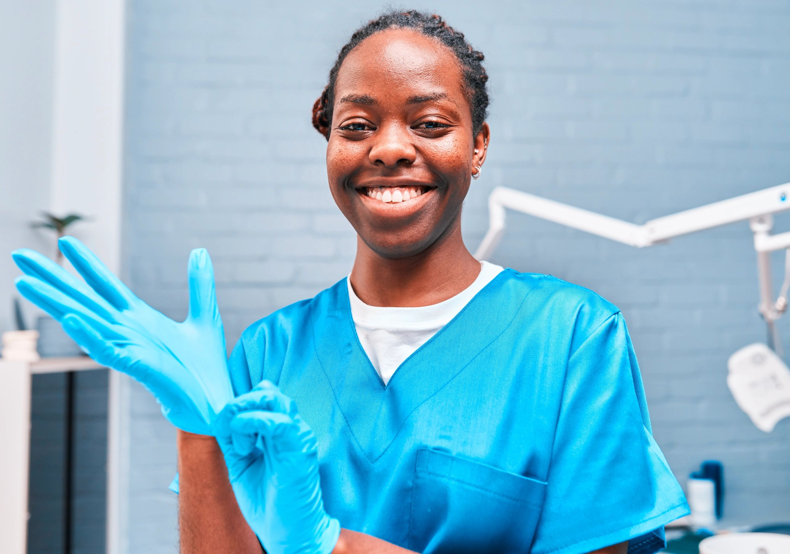Smiling dental professional in clinic