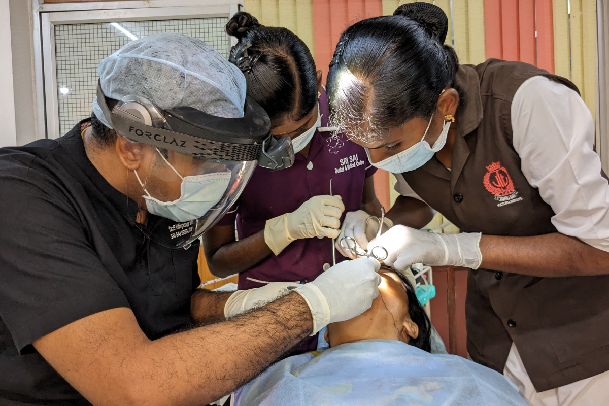 Dental treatment in progress at Sri Sai Dental Clinic, Coimbatore